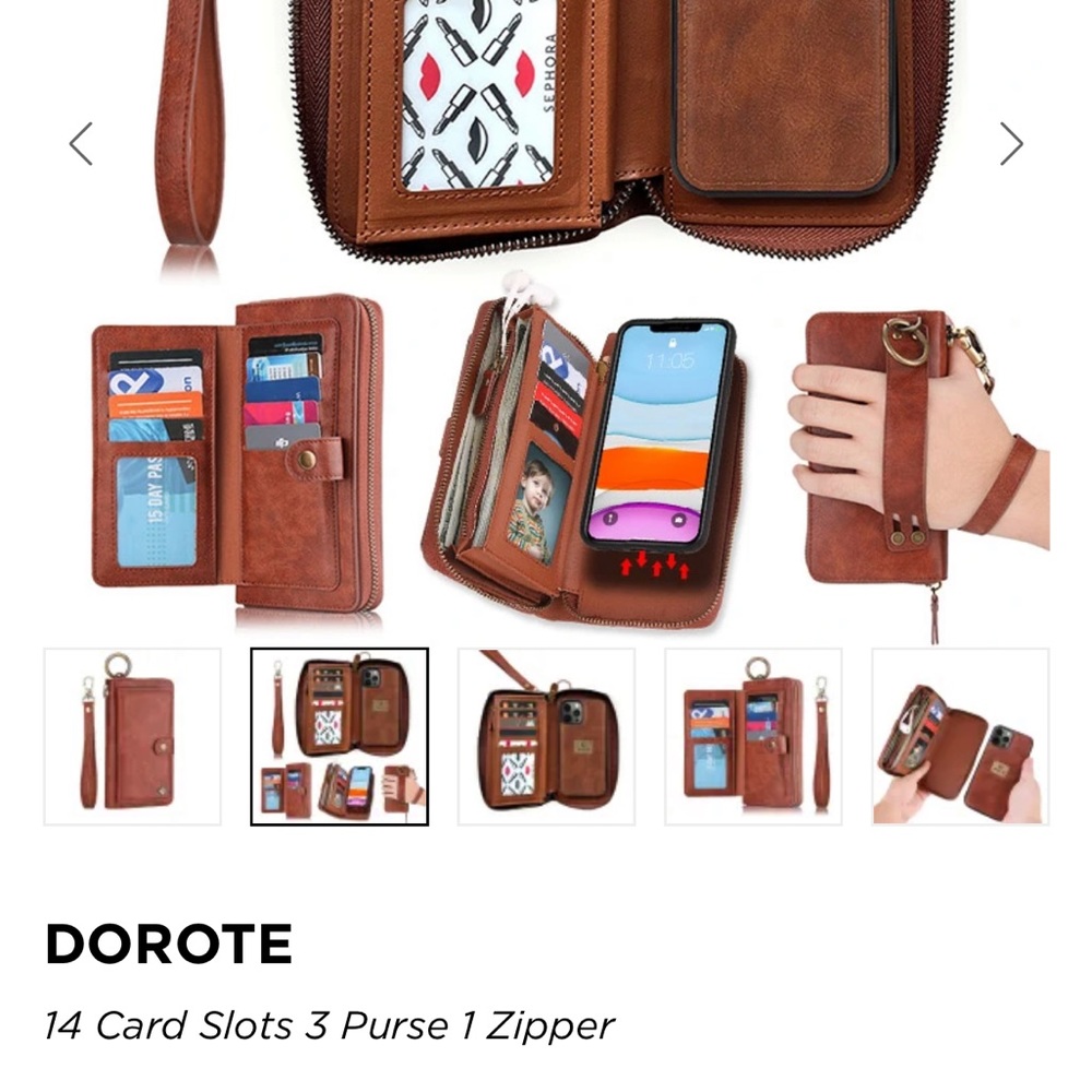 New CASEBUS Phone Case DOROTE-14 Card Slots 3 Purse 1 Zipper-PERFECT FOR TRAVEL! - Picture 5 of 8